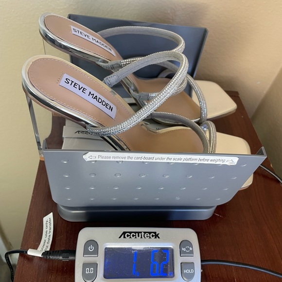 New Steve Madden Sauté-R Rhinestone Lucite Clear Wedge Heel Sandal 9 Silver - Picture 11 of 11
